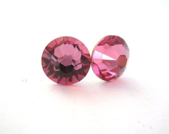 Pink Stud Earrings, Crystal Earrings, Post, Swarovski Crystal, Rose Crystal Earrings, Pink Earrings, Bridesmaid Earrings, Bridesmaid Gifts