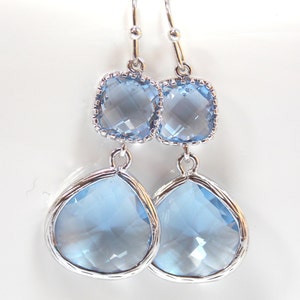 Light Blue Earrings, Aquamarine, Soft Blue, Light Sapphire, Periwinkle, Dusty Blue, Wedding Jewelry, Bridesmaid Earrings Silver, Friend Gift image 2