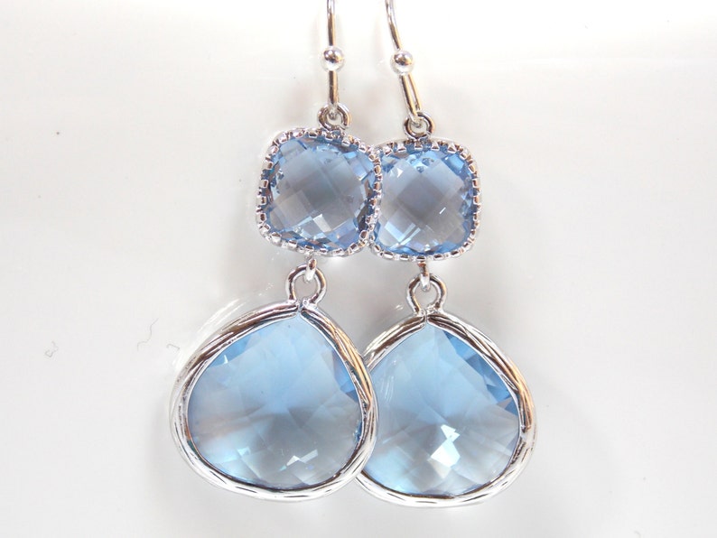 Light Blue Earrings, Aquamarine, Soft Blue, Light Sapphire, Periwinkle, Dusty Blue, Wedding Jewelry, Bridesmaid Earrings Silver, Friend Gift image 2