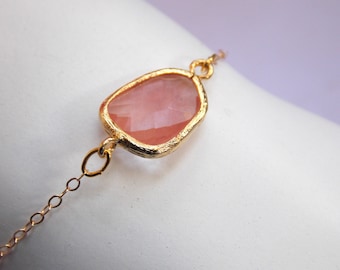 Pfirsich Armband, Koralle Armband, Rosa, Gold gefüllt Armband, Gold, Hochzeitsschmuck, Brautjungfer Schmuck, Brautjungfer Armband, Brautjungfer Geschenk