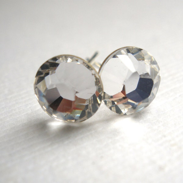 Swarovski Crystal Stud Earrings, Crystal Earrings, Post Earrings, Silver Plated, White, Clear, Transparent, Bridesmaid Gifts
