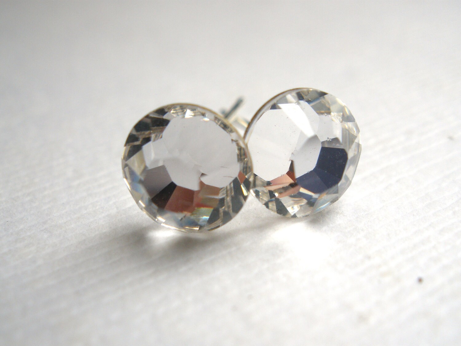 Clear Crystal Stud Earrings Large European Clear Post Earrings