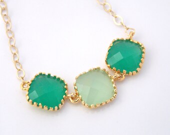 Mint Necklace, Gold Green Necklace, Bridesmaid Jewelry, Bridesmaid Necklace, Gold Filled, Bride Necklace, Bridal Jewelry, Bridesmaid Gifts