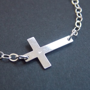 Sideways Cross Necklace, Silver Sideway Cross Necklace, Silver Cross Necklace, Silver Necklace, Cross Pendant, Birthday Gift