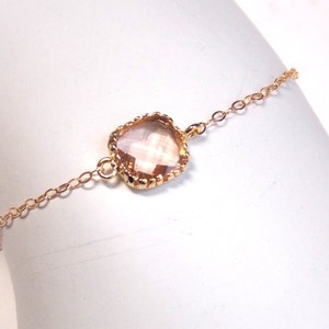 Peach Bracelet, Glass Bracelet, Champagne, Gold Filled Bracelet, Wedding Jewelry, Bridal Jewelry, Bridesmaids Bracelet, Bridesmaid Gifts