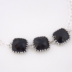 Black Bracelet, Sterling Silver Bracelet, Glass, Jet Bracelet, Wedding Jewelry, Black Jewelry, Bridesmaids Bracelet, Bridesmaid Gifts