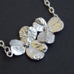 Flower Necklace, Silver Necklace, Silver Flower Necklace, Flower Pendant, Zirconia, Orchid Necklace, Bridesmaid Necklace, Bridesmaid Gift