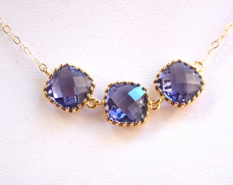 Purple Necklace, Gold Purple, Gold Filled, Amethyst, Tanzanite, Bridesmaid Jewelry, Bridesmaid Necklace, Bridal Jewelry, Bridesmaid Gifts