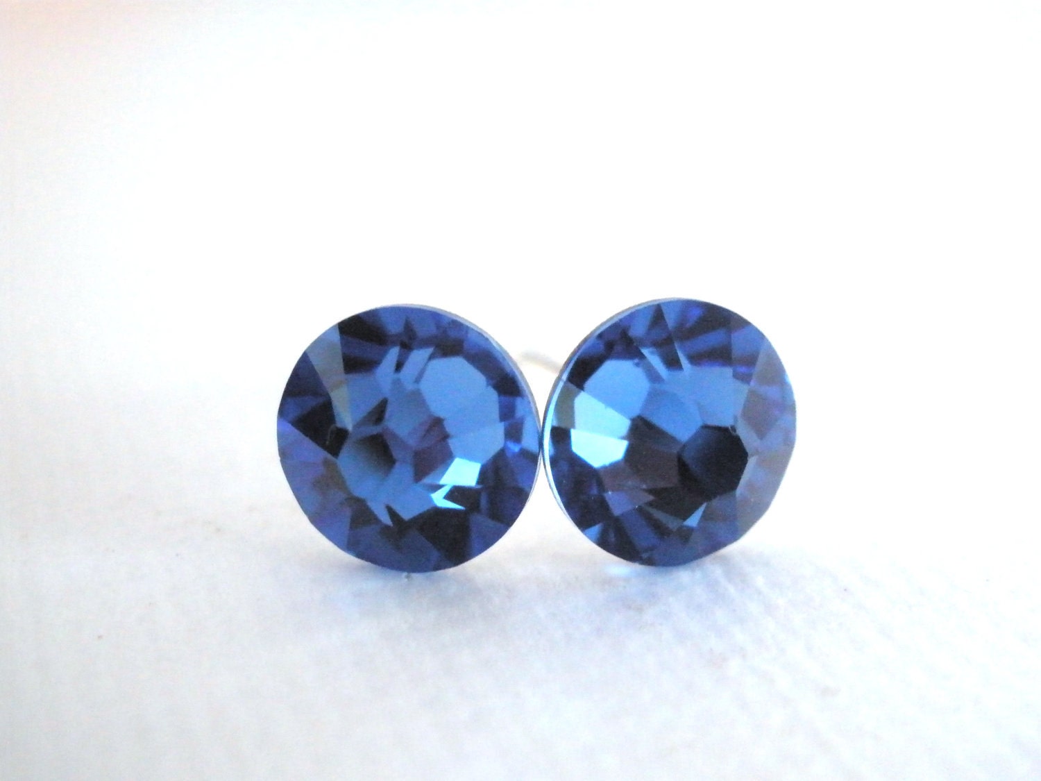Swarovski Crystal Stud Earrings Blue Earrings Blue Studs | Etsy