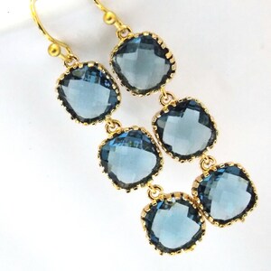 Blue Earrings, Gold Blue Earrings, Navy Blue, Montana Blue, Long, Wedding Jewelry, Bridesmaid Earrings, Bridal Earrings, Bridesmaid Gifts