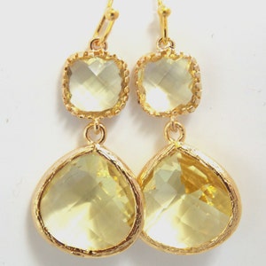 Yellow Earrings, Glass Earrings, Lemon, Citrine, Jonquil, Gold, Dangle, Drop, Bridesmaid Earrings, Bridal Earrings Jewelry, Bridesmaid Gift