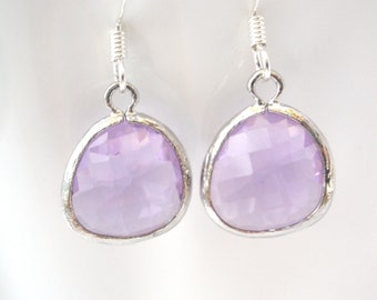 Lavender Earrings, Light Purple Earrings, Silver Earrings, Soft Purple Lilac, Bridesmaid Earrings, Bridal Earrings Jewelry, Bridesmaid Gift