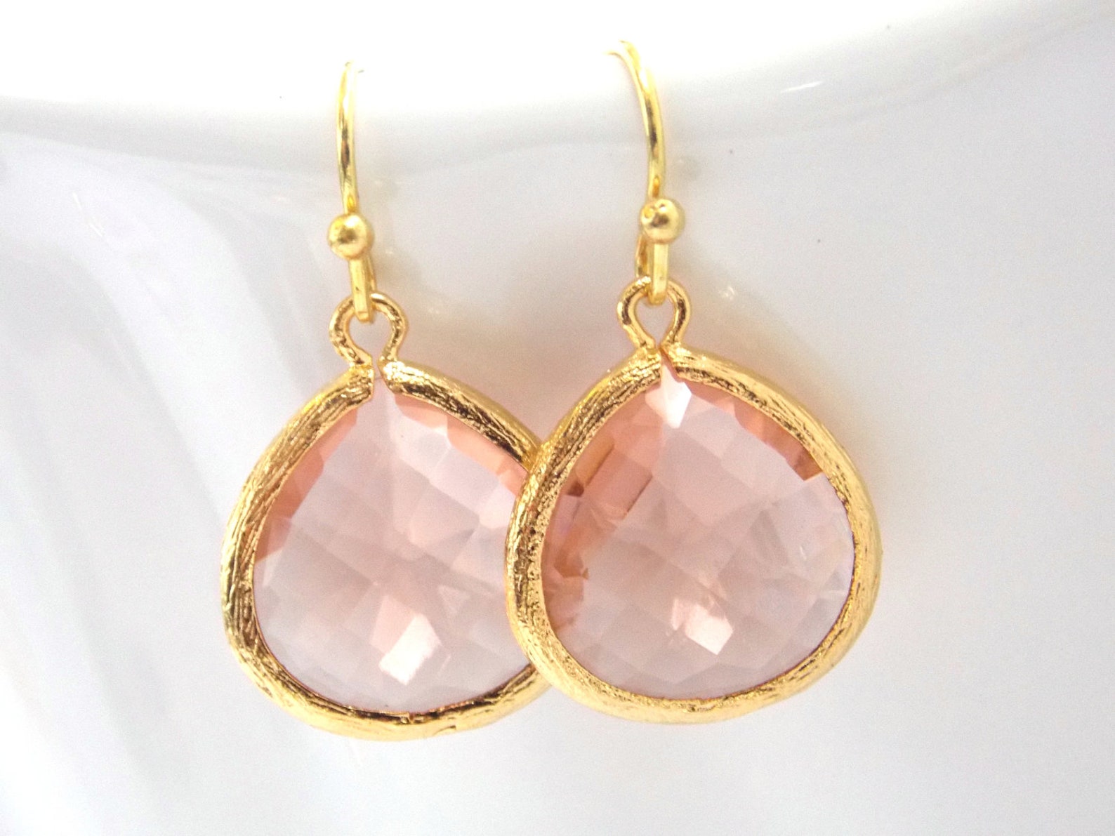 Peach Earrings Glass Earrings Coral Champagne Blush Etsy