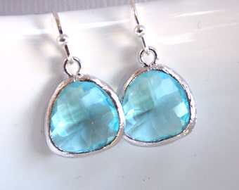 Blue Earrings, Aquamarine Earrings, Aqua, Soft Blue, Silver, Dangle, Drop, Bridesmaid Earrings, Bridal Earrings Jewelry, Bridesmaid Gifts