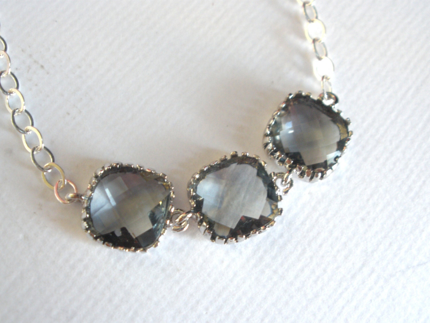 Gray Necklace Grey Necklace Silver Gray Pendant Sterling Etsy