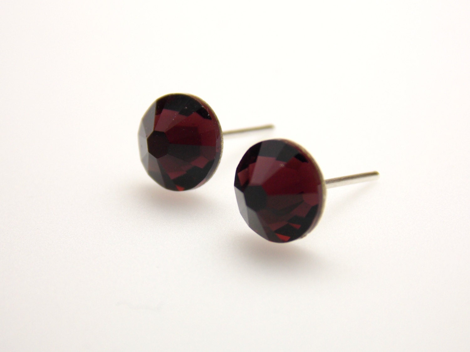 Burgundy Crystal Earrings Etsy