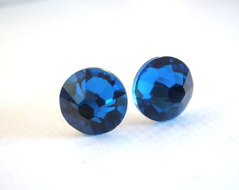 Blue Earrings, Swarovski Crystal Stud Earrings, Crystal Earrings, Deep Blue, Dark Blue, Capri Blue, Bridesmaid Earrings, Bridesmaid Gifts