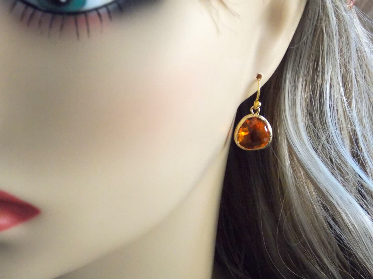 Orange Earrings Glass Earrings Tangerine Gold Earrings - Etsy