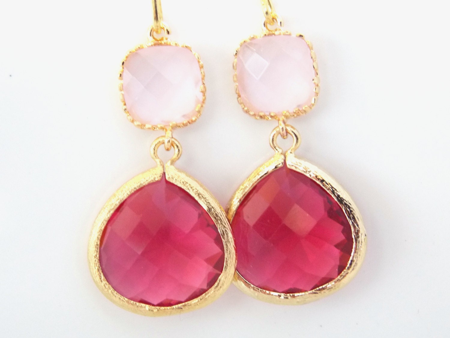 Medium Fuschia Sparkle Hoop Earring