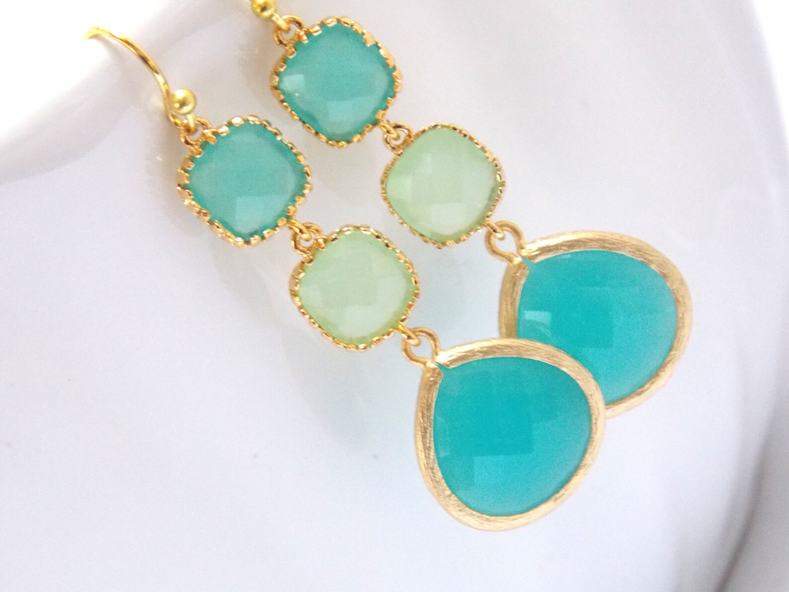 Mint Earrings Green Earrings Aqua Earrings Turquoise Ocean Etsy