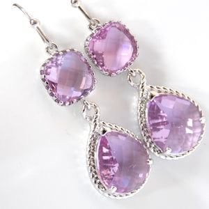 Lavender Earrings, Lilac Earrings, Purple, Silver Bridesmaid Jewelry, Wedding Jewelry, Bridesmaid Earrings, Bridal Jewelry, Bridesmaid Gifts