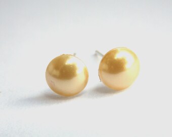 Gold Earrings, Gold Stud Earrings, Pearl Earrings, Post Earrings, Swarovski Pearl, Silver Earrings, Bridesmaid Gifts, Bridesmaid Earrings