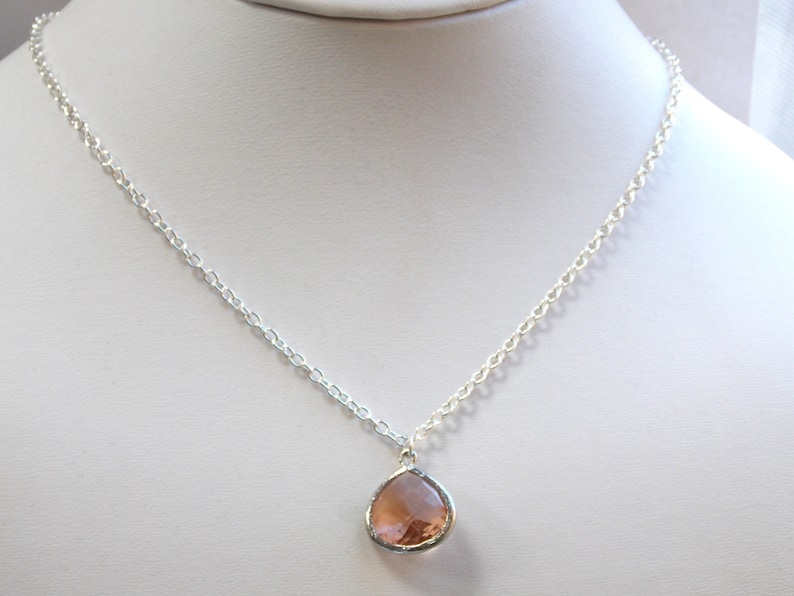 Peach Necklace Champagne Necklace Glass Pendant Blush Etsy