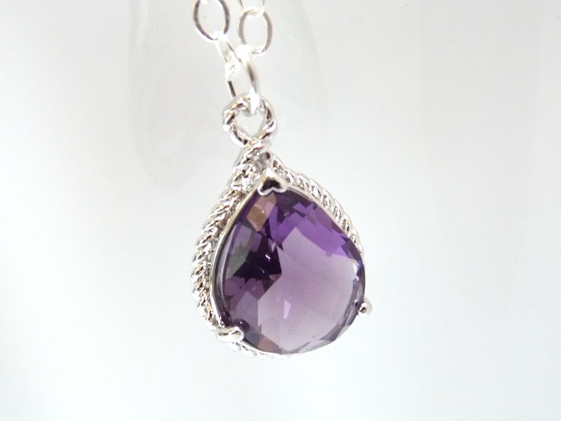 Purple Necklace Glass Necklace Sterling Silver Amethyst - Etsy