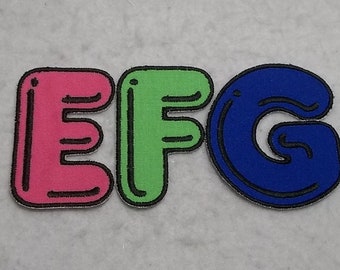 Neon Font 2 inch Upper Case Letter with Black Thread (single) MADE to ORDER - Choose COLOR and Letter - Iron on Applique Patch z 9199
