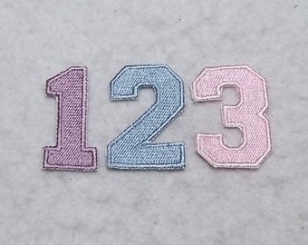 Varsity Fill Stitch Font (2 inch) Number (single) MADE to ORDER Choose COLOR and Number - Iron on Fill Stitch Patch x 9374