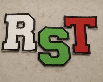 Varsity Collegiate Font 4 inch Upper Case Letter with Black Thread (single) MADE to ORDER - Choose COLOR and Letter - Applique Patch z 9227