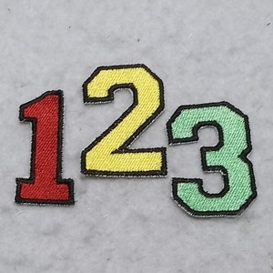 Varsity Fill Stitch Font (1.5 inch) Number Black Thread (single) MADE to ORDER Choose COLOR/Number Iron on 9376 (not for foam trucker hats)