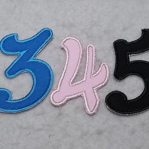 Script Font 3 inch Number (single) MADE to ORDER Choose COLOR and Number - Iron on Applique Patch z 8737