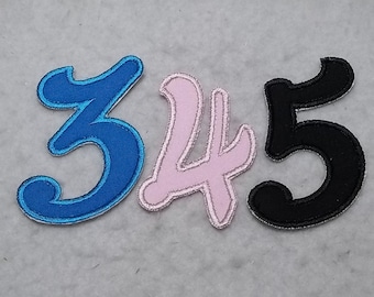 Script Font 3 inch Number (single) MADE to ORDER Choose COLOR and Number - Iron on Applique Patch z 8737