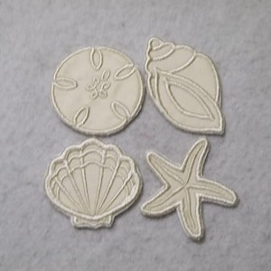 Sand Dollar - Starfish - Shells (mini set of 4) - MADE to ORDER - Choose Color - Iron on Applique Patch 9530   (not for foam trucker hats)