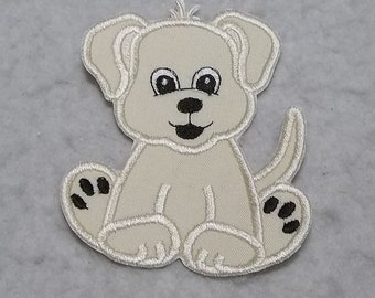 Puppy Dog - MADE to ORDER - Choose COLOR and Size - fabric Iron on Applique Patch z 8939