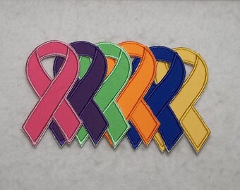 Awareness Ribbon (single) - MADE to ORDER - Choose COLOR and Size - fabric Iron on Applique Patch z 8639