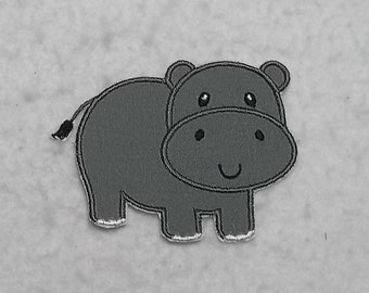 Hippo - MADE to ORDER - Choose COLOR and Size - fabric Iron on Applique Patch z 8855