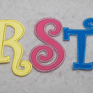 Curlz Font 5 inch Upper Case Letter (single) MADE to ORDER Choose COLOR and Letter Iron on Applique Patch 9142   (not for foam trucker hats)