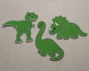 Dinosaurs (set of 3) - MADE to ORDER - Choose COLOR and Size - fabric Iron on Applique Patch z 9537
