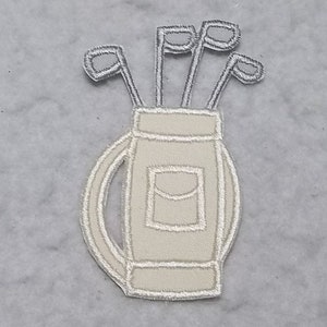 Golf Bag with silver clubs MADE to ORDER - Choose COLOR and Size - fabric Iron on Applique Patch 9551   (not for foam trucker hats)