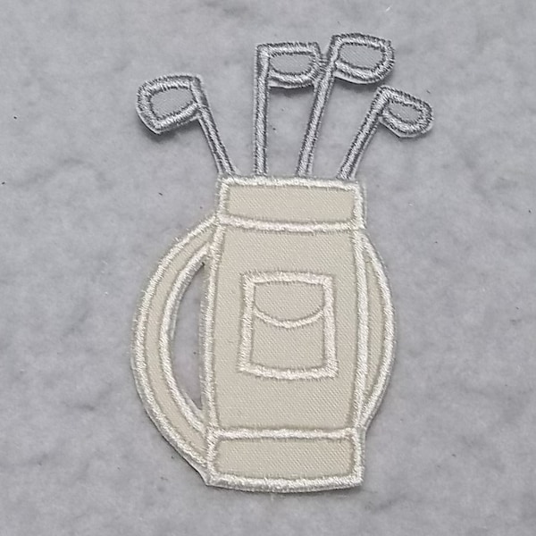 Golf Bag with silver clubs MADE to ORDER - Choose COLOR and Size - fabric Iron on Applique Patch 9551   (not for foam trucker hats)