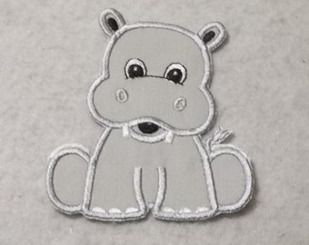 Baby Hippo - MADE to ORDER - Choose COLOR and Size - fabric Iron on Applique Patch 9636