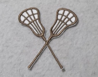 Lacrosse - MADE to ORDER - Choose Color and Size - fabric Iron on Fill Stitch Patch 9698