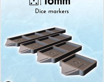 Dice Holder and Wound Objective Marker - 16mm Dice - Design B - Tabletop Accessory for Miniature Games and Wargaming