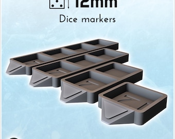 Dice Holder and Wound Objective Marker - 12mm Dice - Design B - Tabletop Accessory for Miniature Games and Wargaming