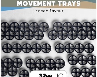 Magnetic movement tray | Linear layout | 32mm bases | Wargaming unit trays | Compatible with 40k & AoS | 2 to 20 slots options