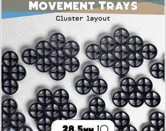 Magnetic movement tray | Cluster layout | 28.5mm bases | Wargaming unit trays | Compatible with 40k & AoS | 2 to 20 slots options