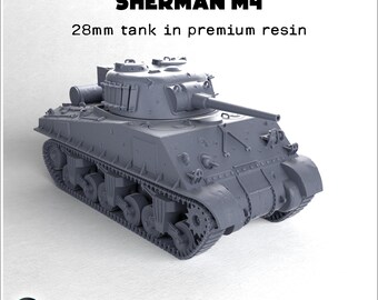 Sherman M4 | ABS-like resin | 28mm 1:56 | Wargame Miniature Model Tank US USA United States American army Normandy West front Italy D-Day