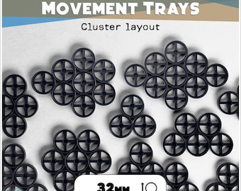 Magnetic movement tray | Cluster layout | 32mm bases | Wargaming unit trays | Compatible with 40k & AoS | 2 to 20 slots options